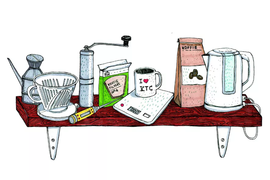 illustratie koffie zetmethoden illustratie koffie zetmethoden Bertus Barbier van Schorem