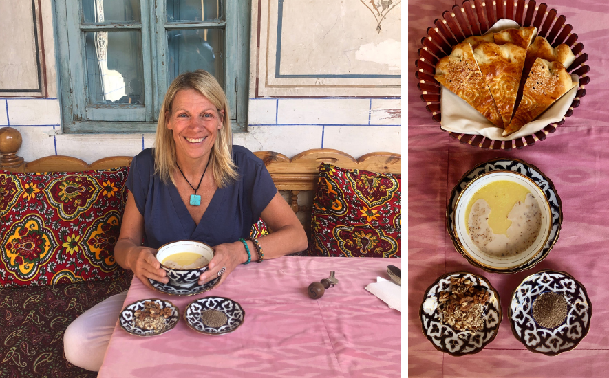 Uzbek tea on a chorpoya