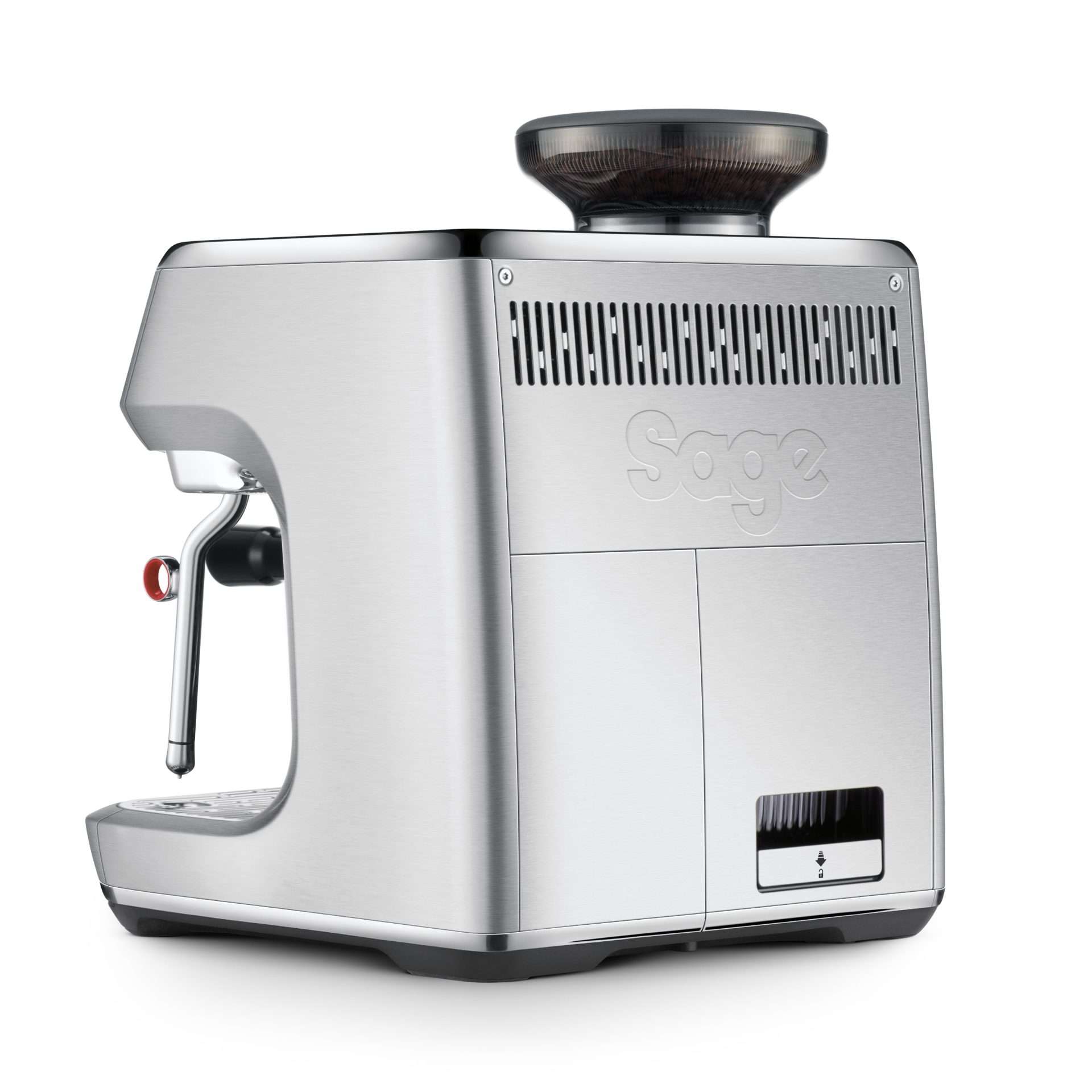 Sage Oracle Dual Boiler achter met touchscreen en stoompijpje