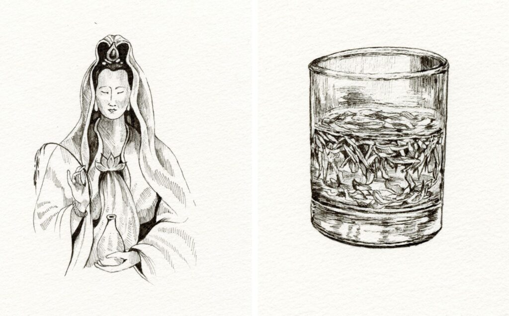 De wereld van thee illustraties